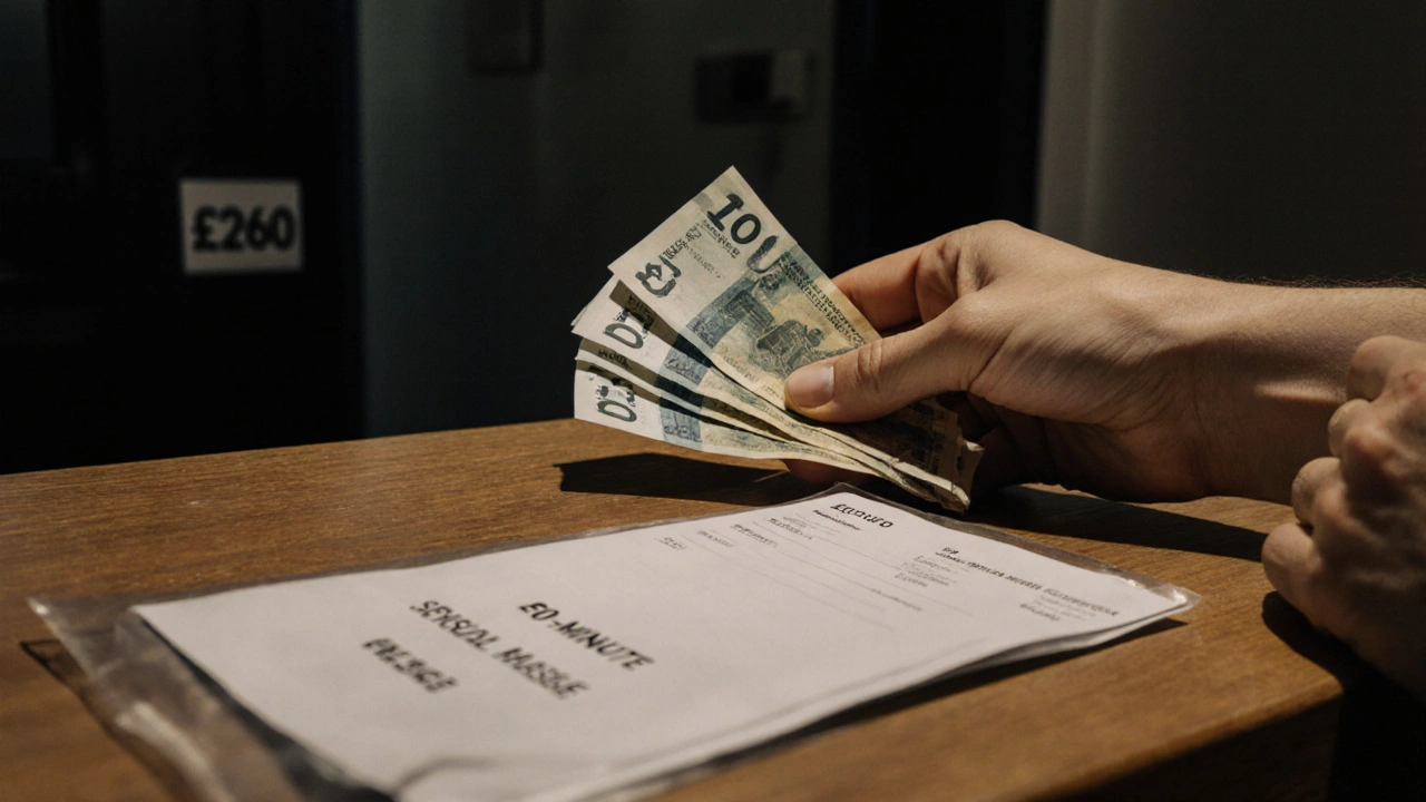 Hands holding cash and a receipt for a sensual massage, emphasizing discreet payment and transparency.